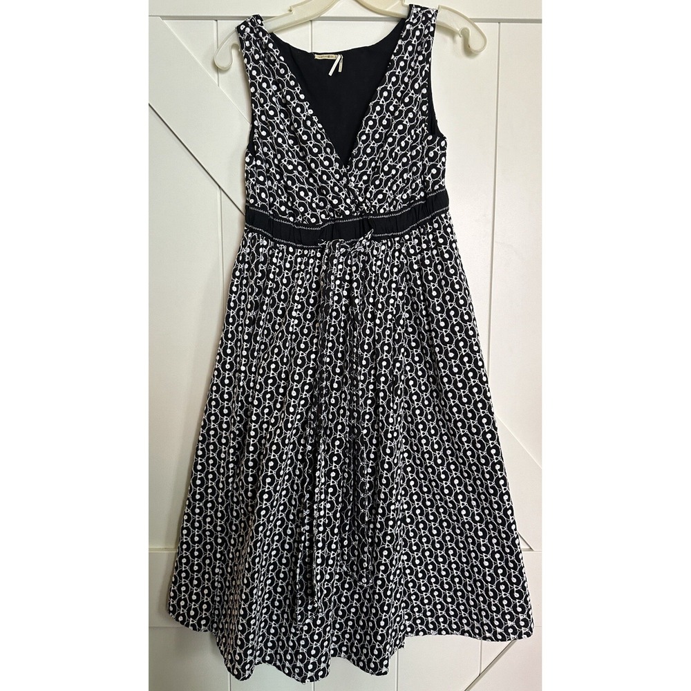 Max Studio cotton black/white eyelet‎ Wrap Dress Tie Front
